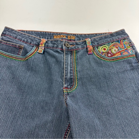 Brighton Blues Bermuda Jeans Women’s 12 Colorful Embroidery Stretch Cotton - Picture 5 of 9